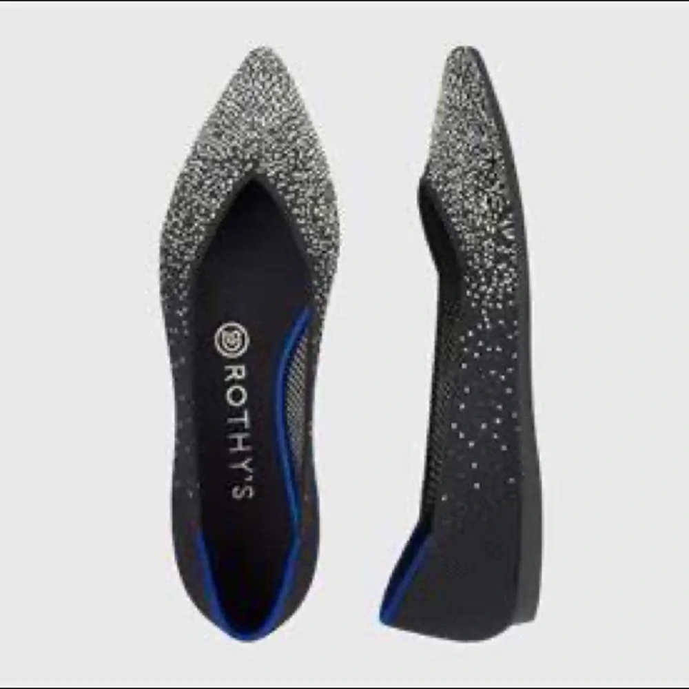 Rothy's Slate Pointed Glitter Flat